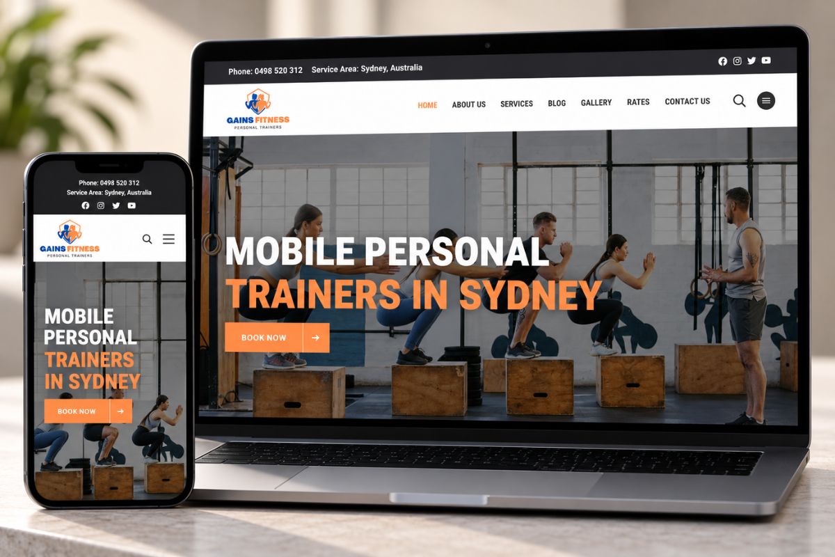 Gains Fitness Website Design