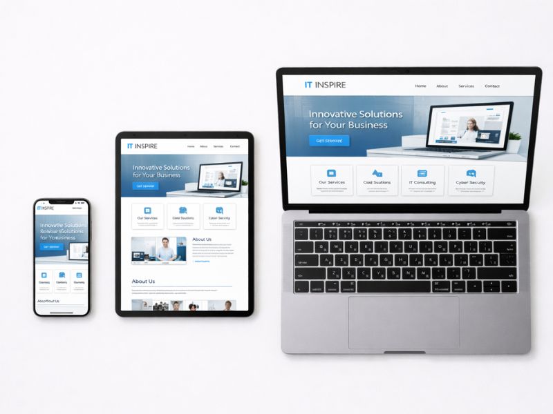 Mobile-responsive website design shown on smartphone and tablet for a Sydney business