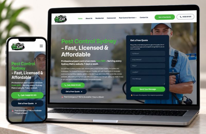 On Call Pest Control Website Design