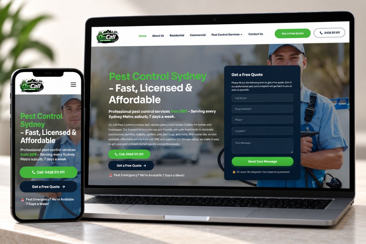 On Call Pest Control Website Design
