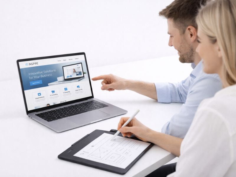 Web design company Sydney team collaborating on a custom website project at IT Inspire