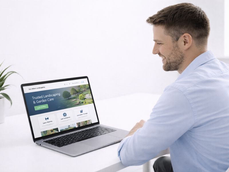 Small business owner in Sydney viewing their new professional website designed by IT Inspire